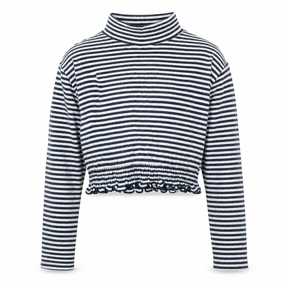NEXT Girls Blue Striped  Cropped T-Shirt Size 8 Years