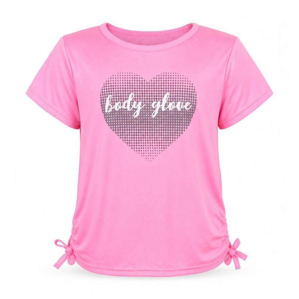 Body Glove Girls Pink   Basic T-Shirt Size 7 Years  - Heart