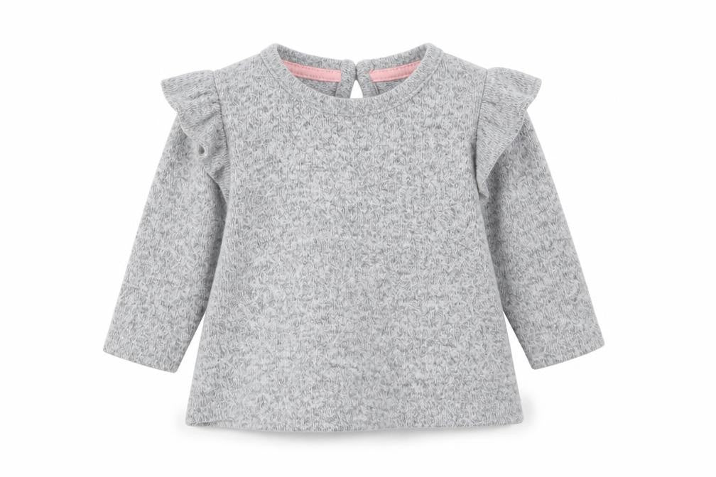Front view of Matalan girls’ grey jumper, size 0-3, months