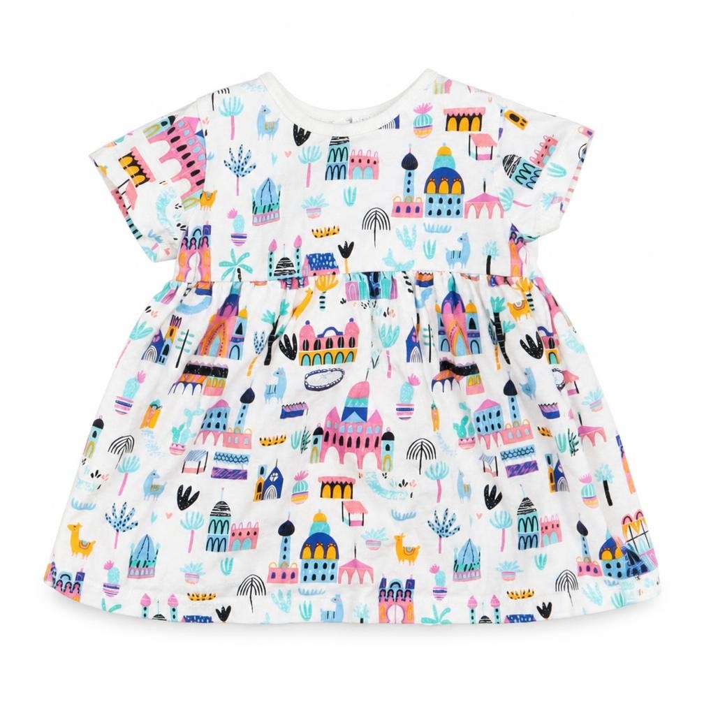 Blue Zoo Girls White Geometric  T-Shirt Dress  Size 3-6 Months