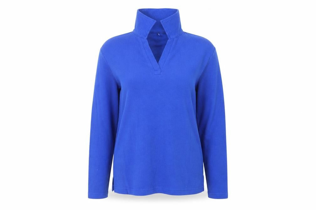 Front view of Editions women’s blue knit jumper, size UK 10