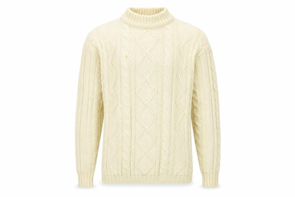Front view of INFLUENCE men’s ivory knit jumper, size S