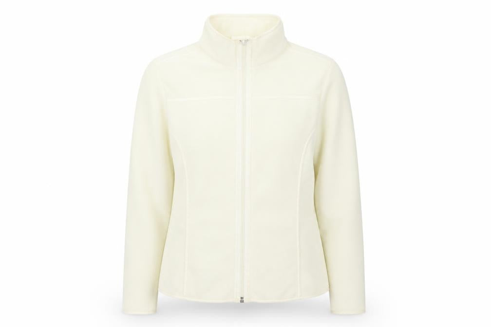 Front view of bay women’s ivory fleece jacket, size UK 16