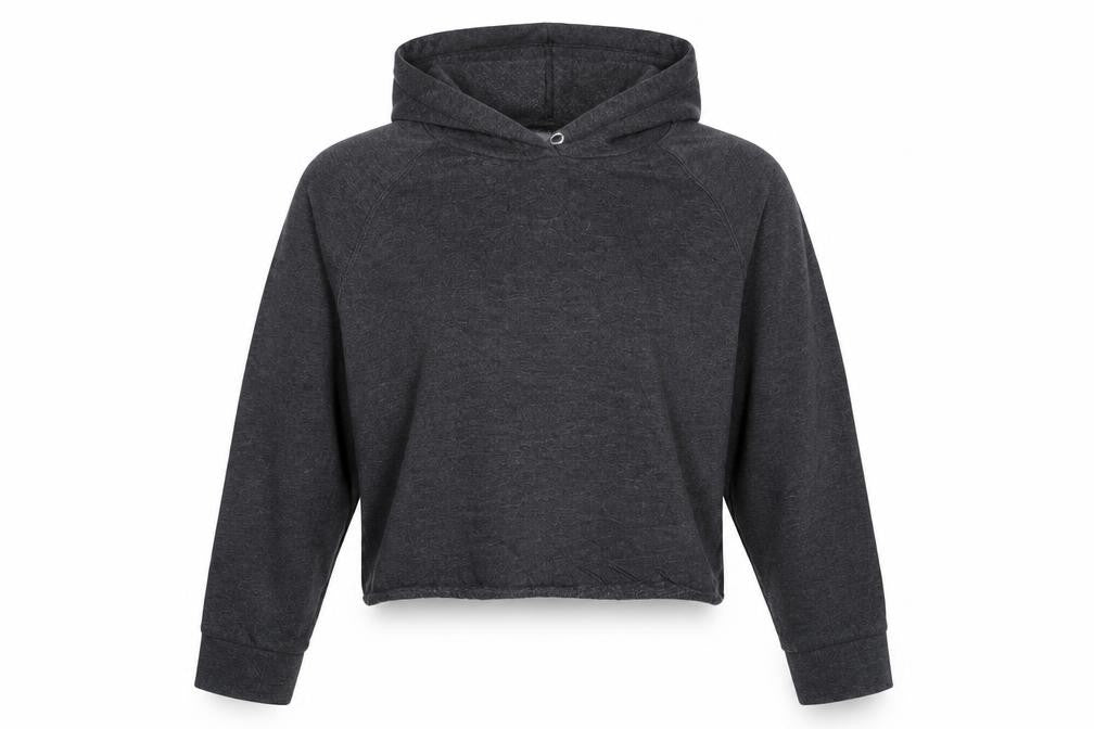 Front view of H&M women’s grey pullover hoodie, size M