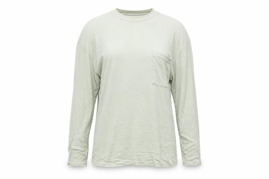 Front view of ASOS women’s green basic t-shirt, size XS