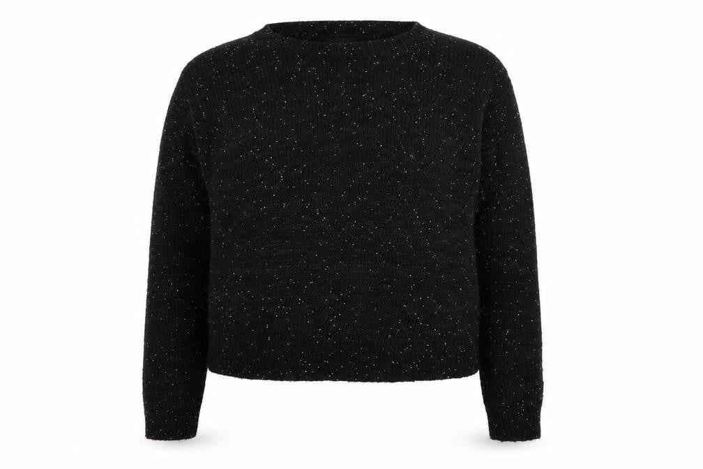 Front view of Topshop women’s black knit jumper, size UK 16