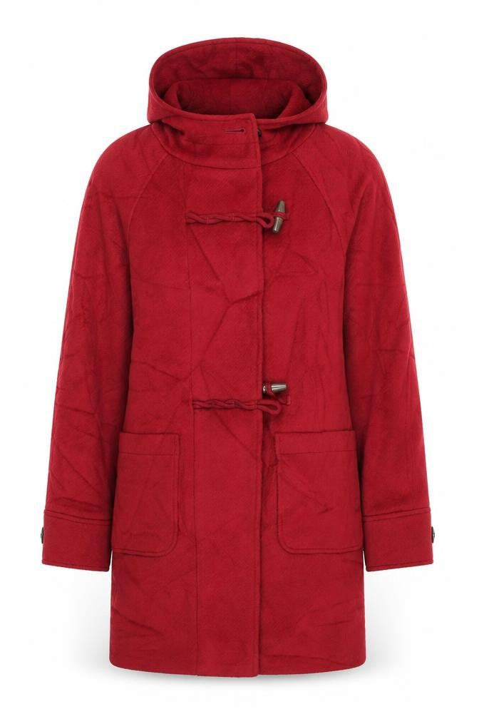 Front view of Marks & Spencer women’s red overcoat coat, size UK 8