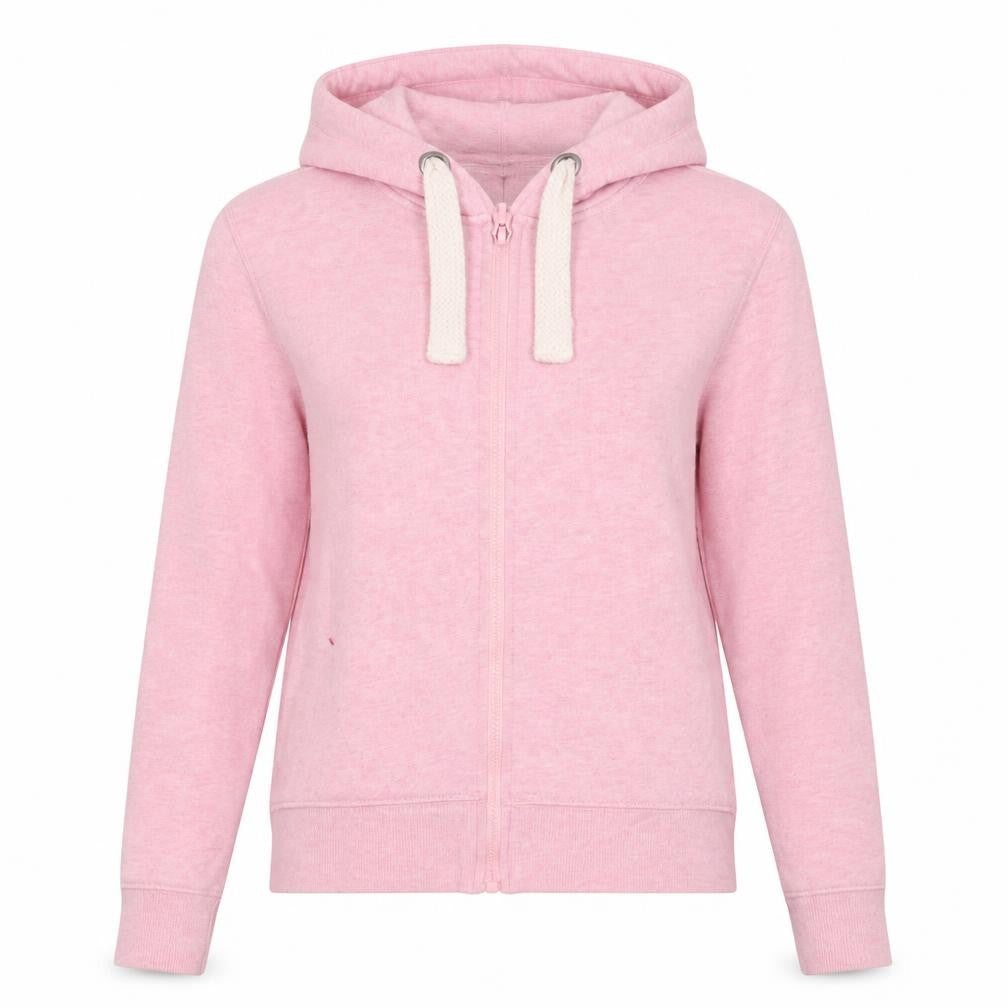 Front view of New Look women’s pink paisley full zip jumper, size UK 10