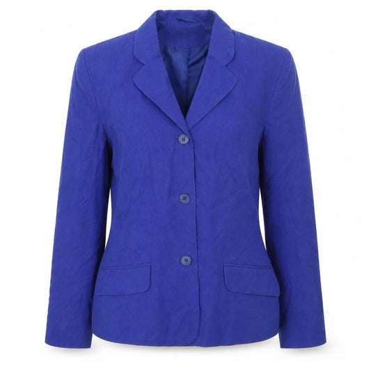 Front view of BHS women’s blue jacket blazer, size UK 12