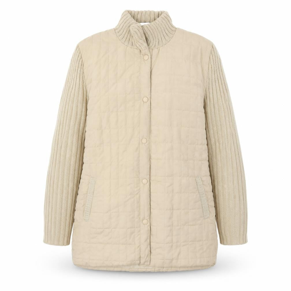 Front view of Damart women’s beige jacket coat, size M