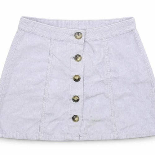 Denim & Co. Womens Grey  Corduroy A-Line Skirt Size 10