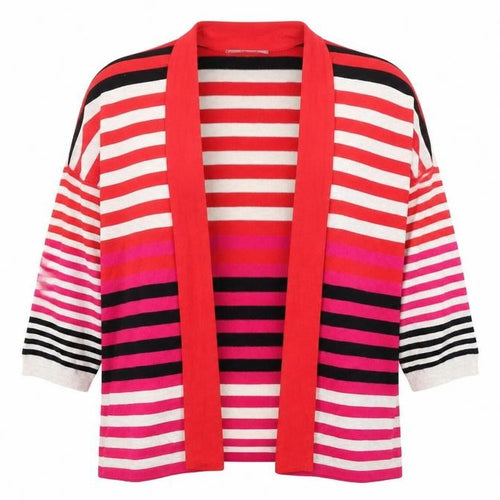 M&S Womens White Striped  Cardigan Jumper Size 12