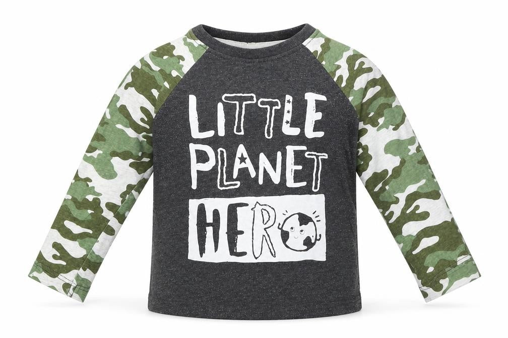 So Cute Boys Grey Camouflage  Basic T-Shirt Size 2-3 Years  - Little Planet Hero