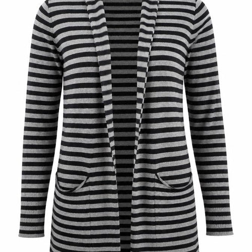 Internationale  Womens Black Striped Knit Cardigan Jumper Size 10