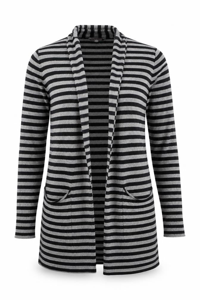 Internationale  Womens Black Striped Knit Cardigan Jumper Size 10