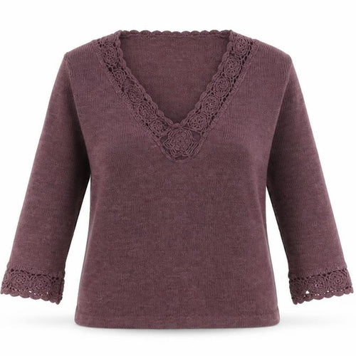 Daxon Womens Purple  Knit Pullover Jumper Size 10  - floral neck detail