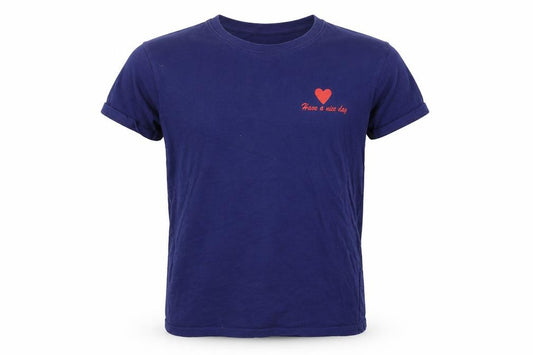 Front view of Saint Tropez men’s blue t-shirt, size XS