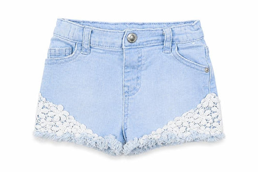 Front view of Denim & Co. Baby Blue Cropped Jeans, size 9-12, Months - washable mark