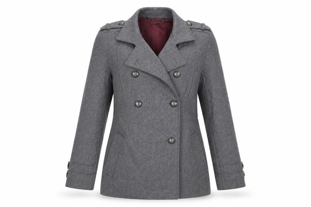 Front view of River Island women’s grey jacket coat, size S