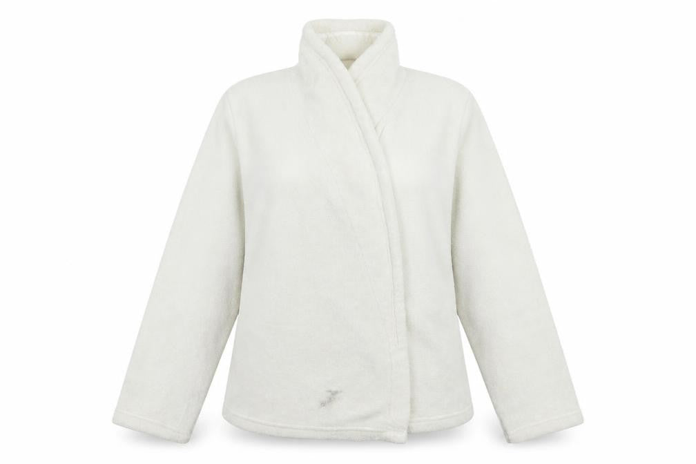 Front view of Marks & Spencer women’s white jacket, size UK 16