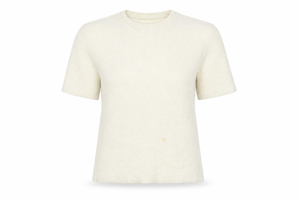 Front view of Zara women’s beige pullover sweatshirt, size M