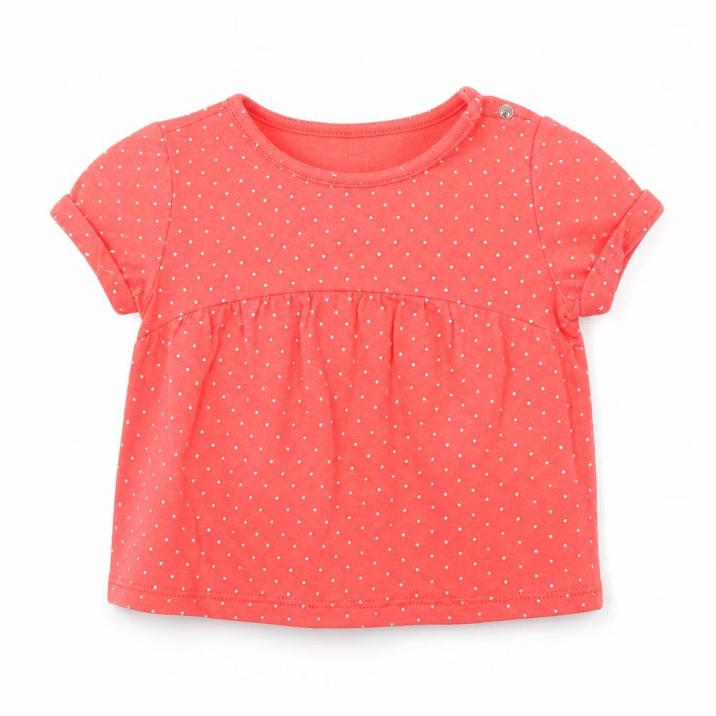 F&F Girls Red Polka Dot  Basic T-Shirt Size 9-12 Months