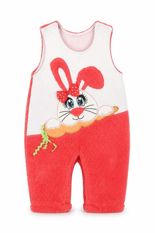 Front view of Juuta girls’ white babygrow one-piece, size 9-12, months