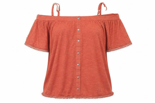 Front view of Next women’s orange basic blouse, size UK 12