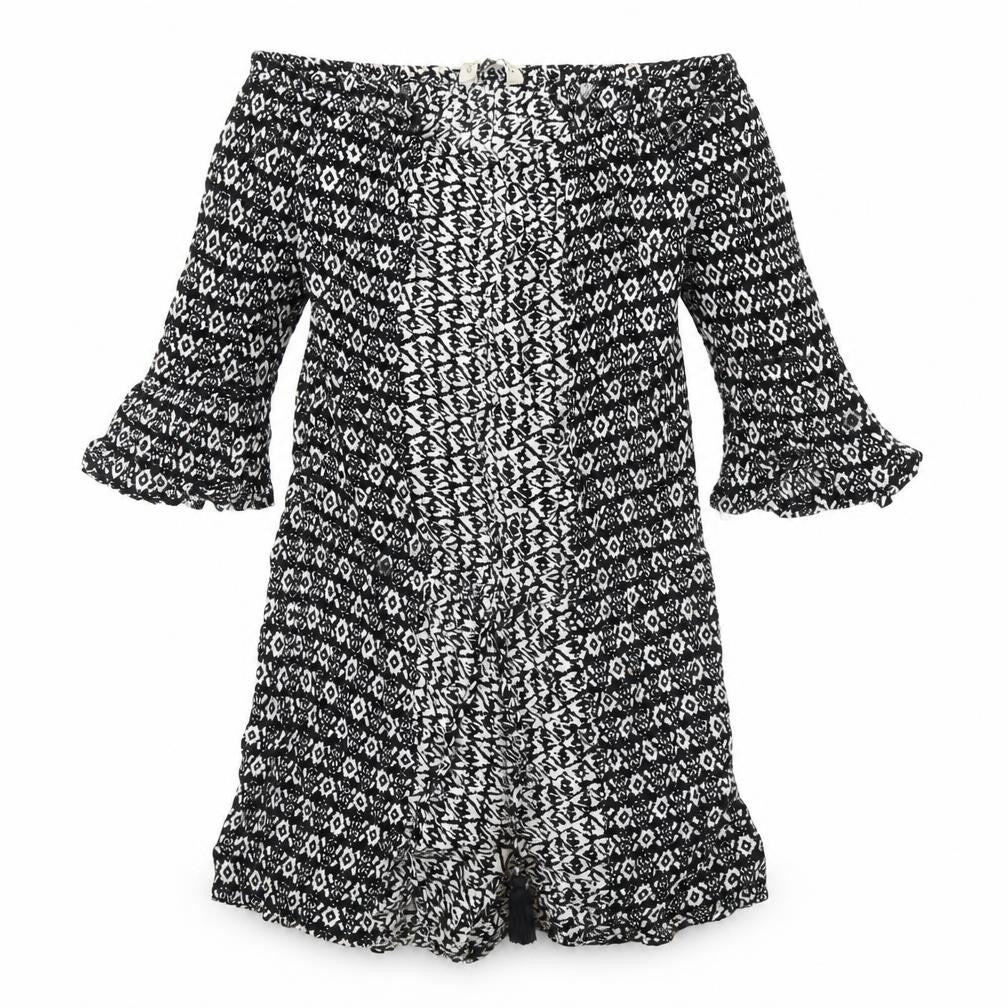 F&F Womens Black Geometric  Playsuit One-Piece Size 6