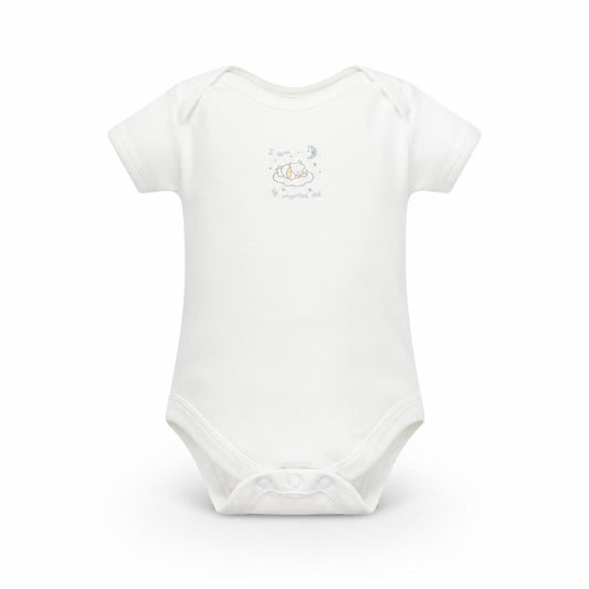 Front view of George Baby White Babygrow One-Piece, size 3-6, Months - I am four months old