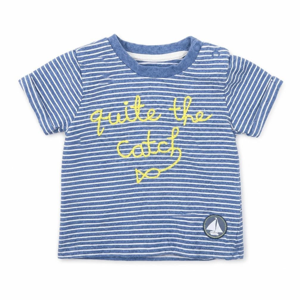 F&F Baby Blue Striped  Basic T-Shirt Size 6-9 Months