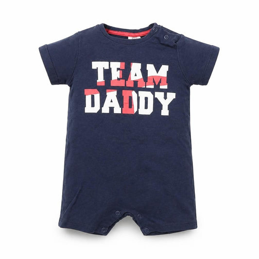 Front view of F&F Baby Blue Babygrow One-Piece, size 6-9, Months - team daddy