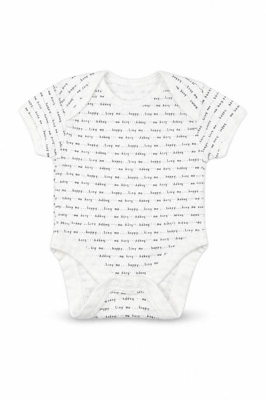 Front view of Primark Baby White Babygrow One-Piece, size 0-3, Months - TINY ME