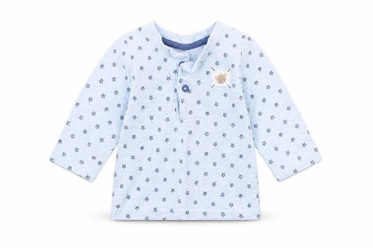 Front view of George Baby Blue Spotted Basic T-Shirt, size 0-3, Months - star detail
