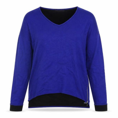 Marks and Spencer Womens Blue Houndstooth  Henley Jumper Size 12