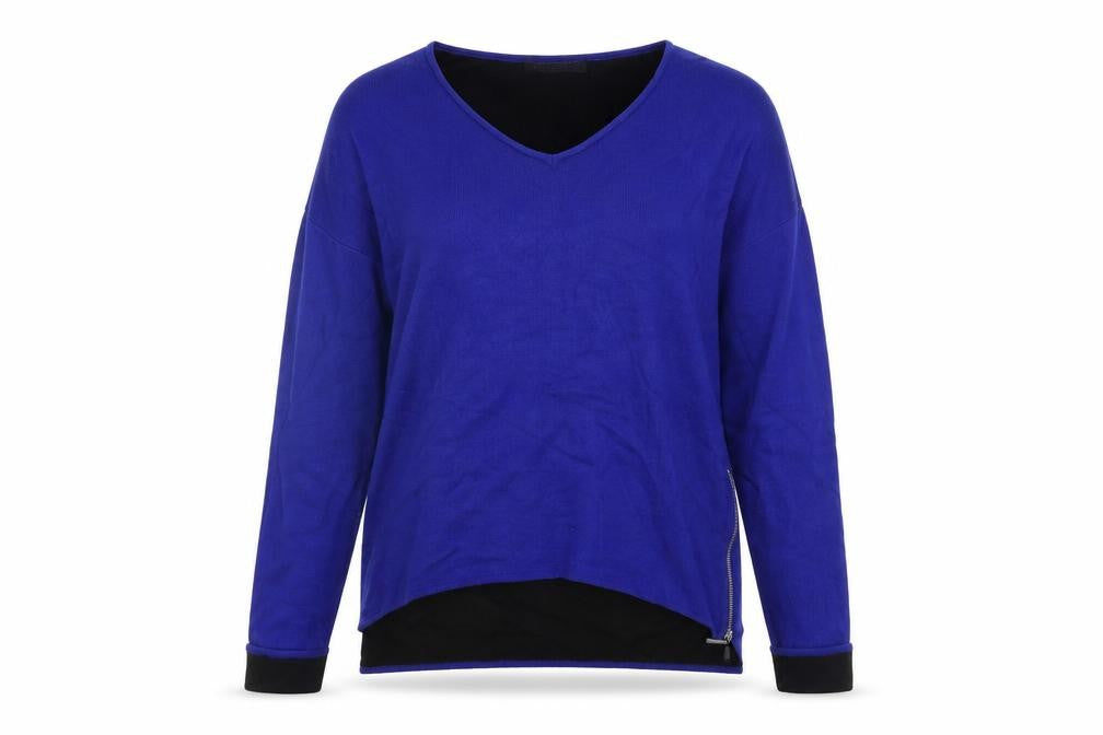 Marks and Spencer Womens Blue Houndstooth  Henley Jumper Size 12