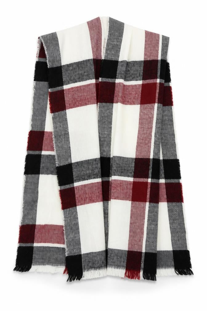 Front view of Preworn women’s multicoloured check shawl/wrap