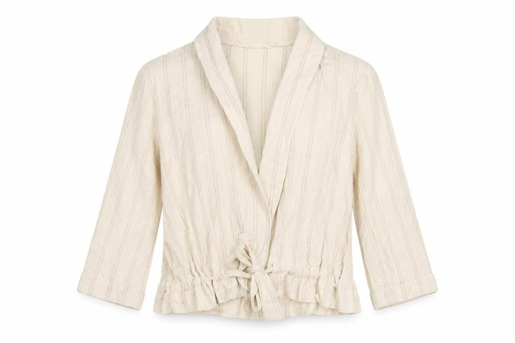 My Sunday Morning Womens Beige Striped  Jacket Blazer Size M
