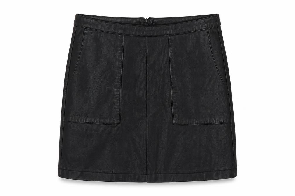 Front view of Next women’s black mini skirt, size UK 8
