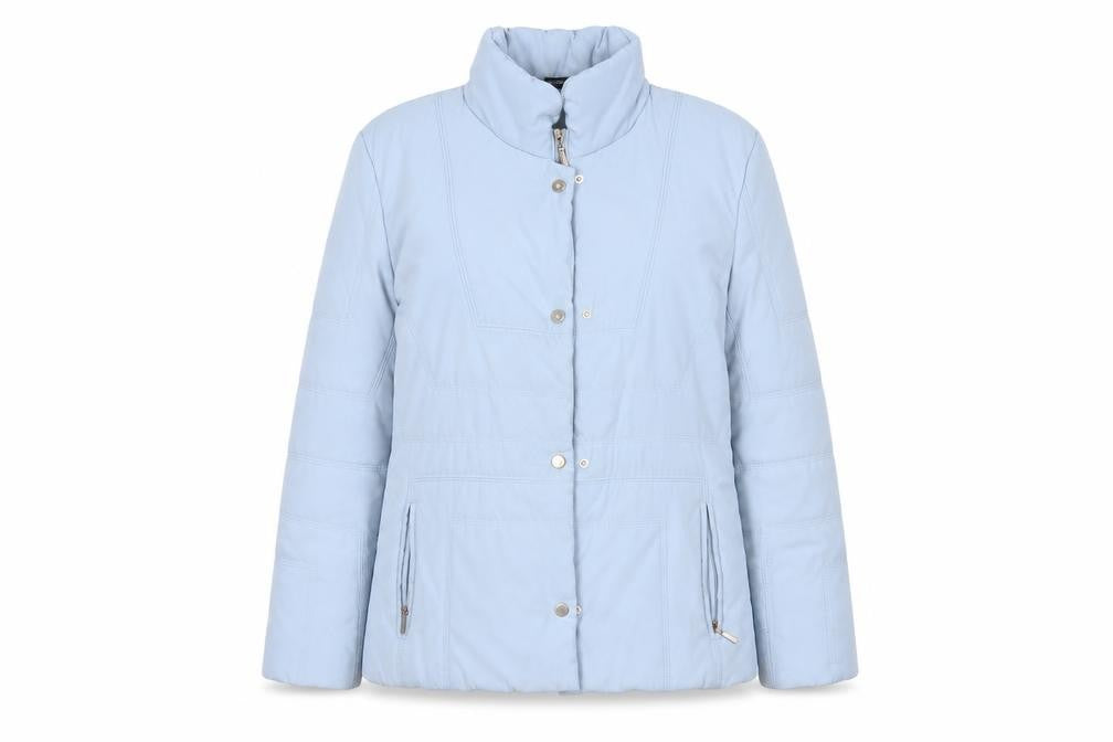 Front view of Concept women’s blue quilted coat, size UK 12