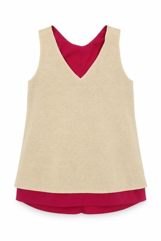 Front view of Avon women’s gold basic tank, size UK 10