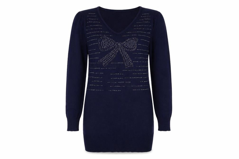 Front view of Victor Mod women’s blue knit jumper, size S