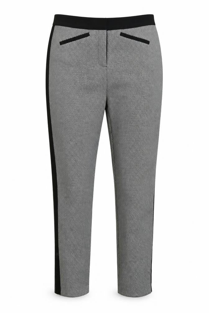 Front view of South women’s grey geometric trousers, size UK 12, 30-inch leg