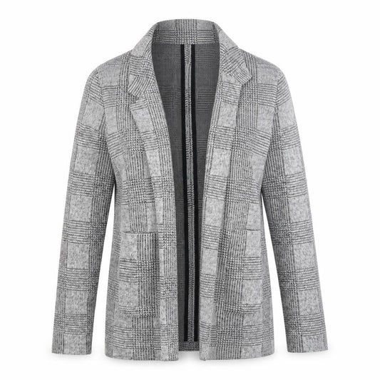 Front view of Topshop women’s multicoloured check cardigan jumper, size UK 8