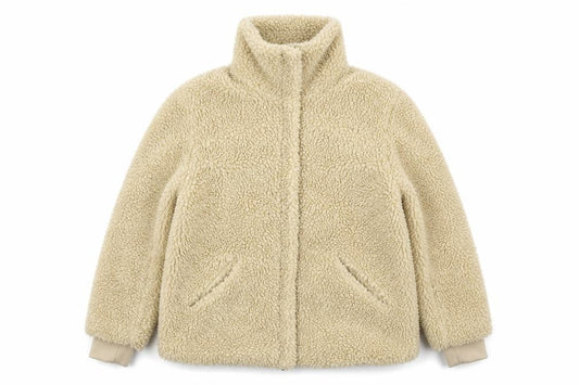 Front view of H&M women’s beige jacket coat, size S