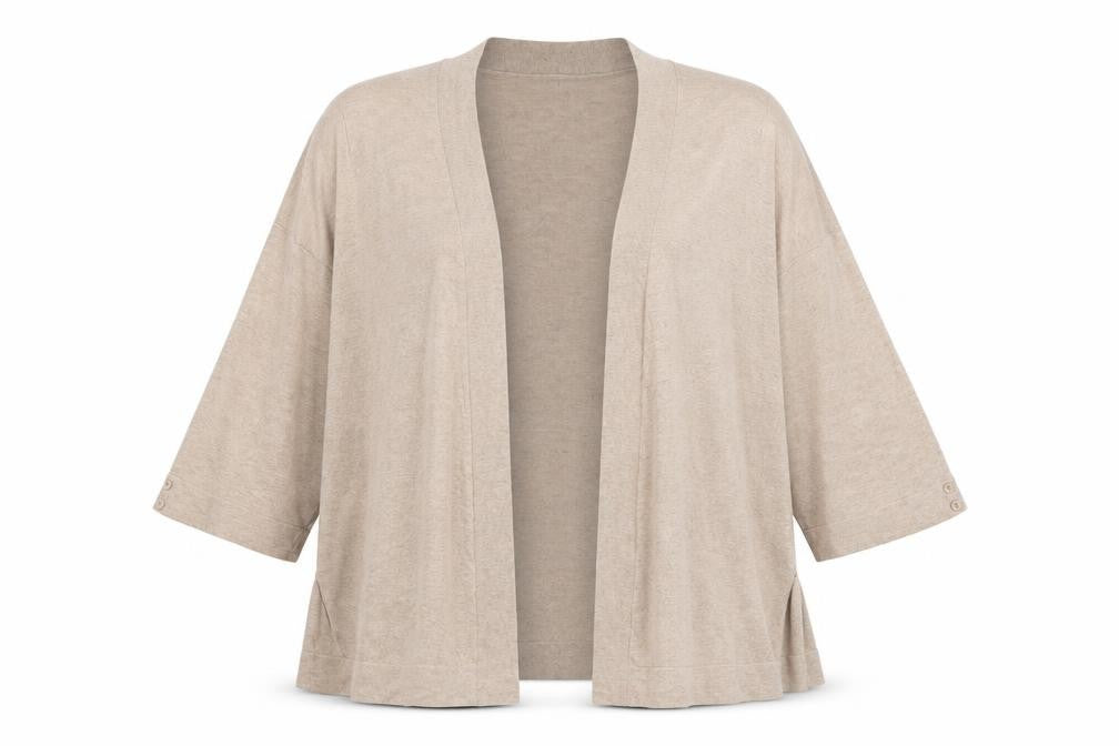 Front view of Wallis women’s beige knit cardigan jumper, size L