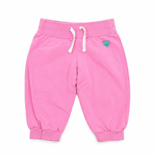 Front view of Next girls’ pink jersey jogger trousers, size 9, months