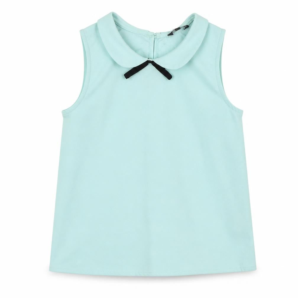 Front view of Candy Cou girls’ blue basic blouse, size 12-13, years