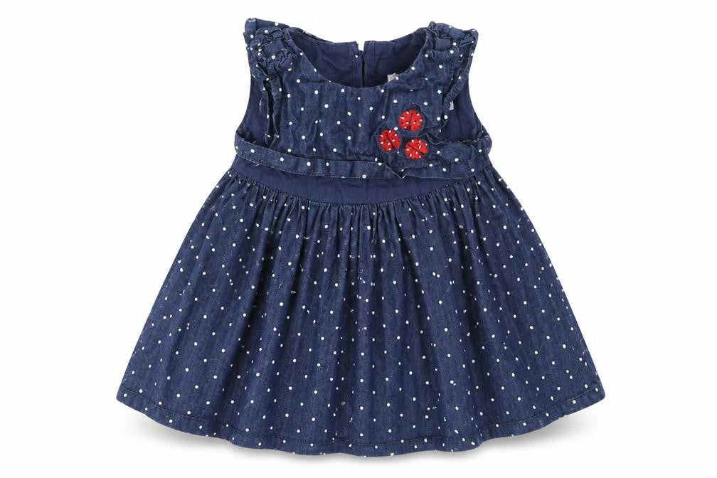 baby club Girls Blue Polka Dot  Fit & Flare  Size 9-12 Months