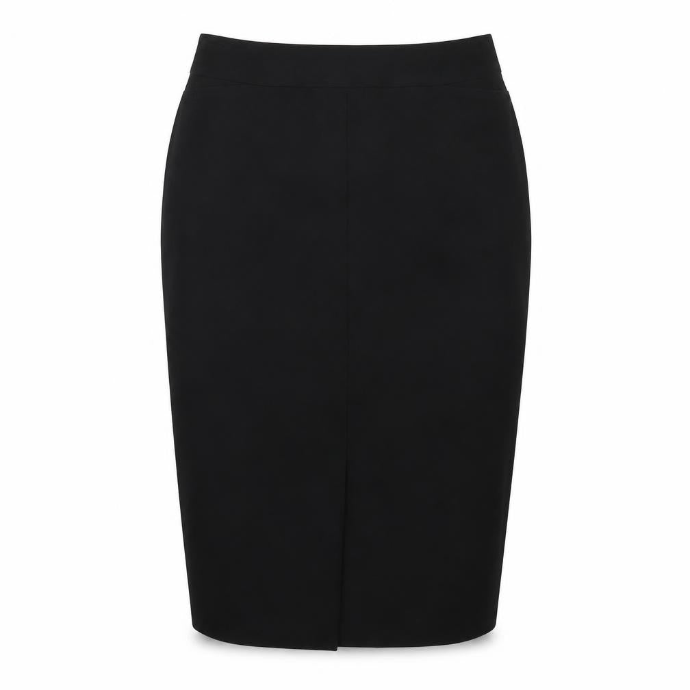 Front view of NL Collection women’s black straight & pencil skirt, size UK 12